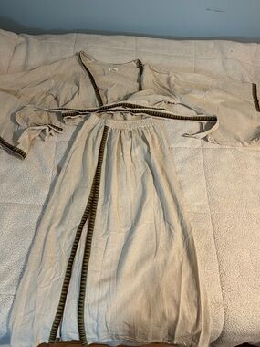 Bloom Natural Cream Open-Front Linen Cover and matching maxi skirt set